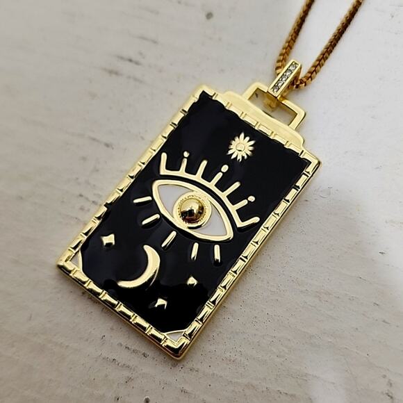 Free People Jewelry - Live By The Moon Evil Eye Tarot Card Necklace